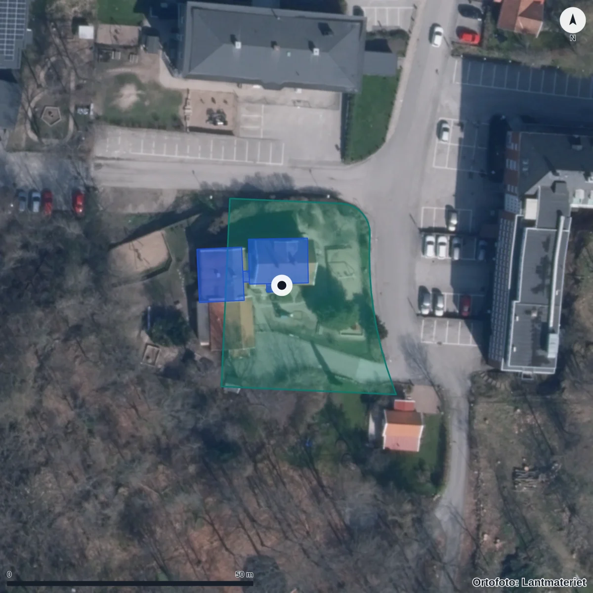 Aerial view of Montessoriförskolan Kaprifolen Ek. Förening, orthophoto from Lantmäteriet