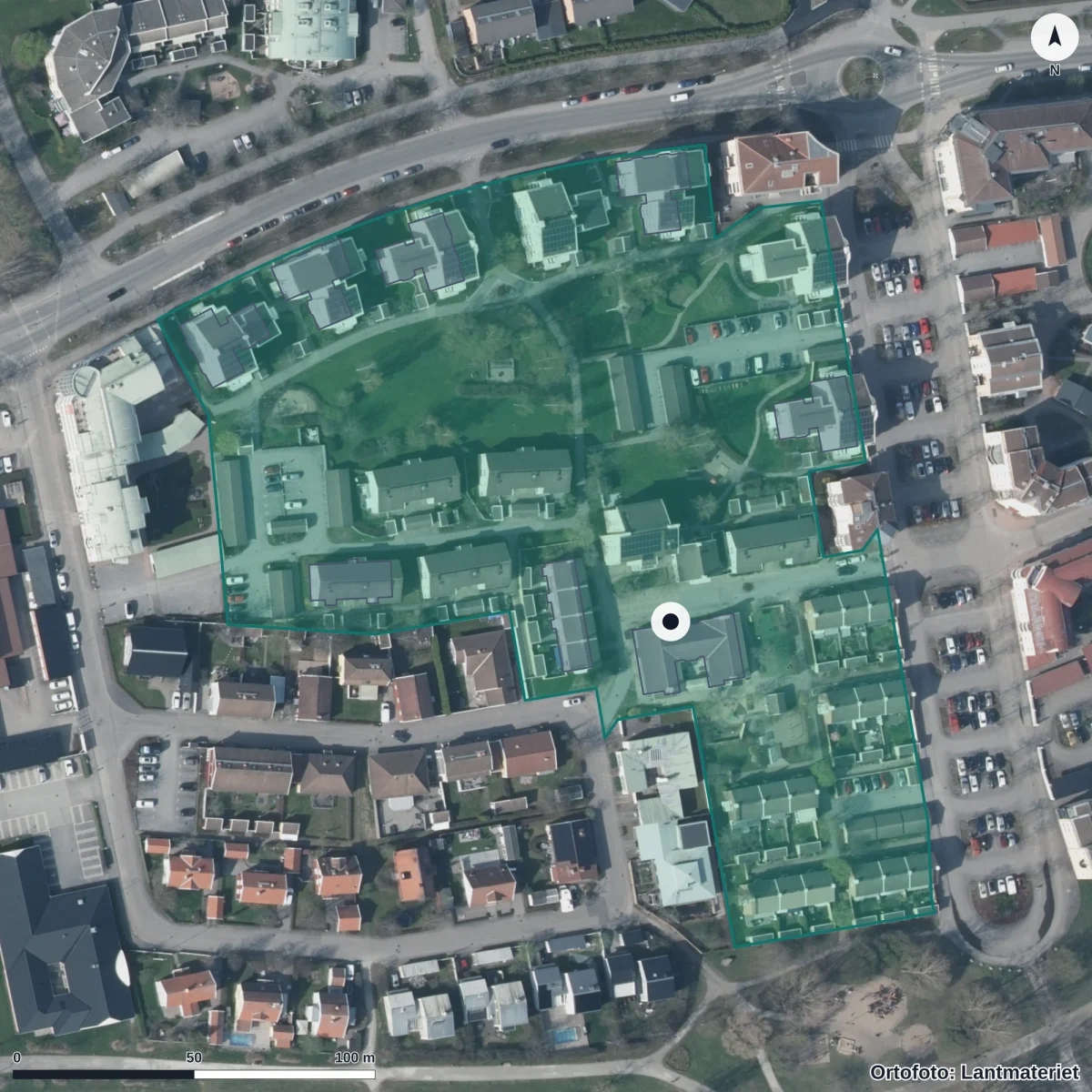 Flygbild över Fåraherden, ortofoto från Lantmäteriet