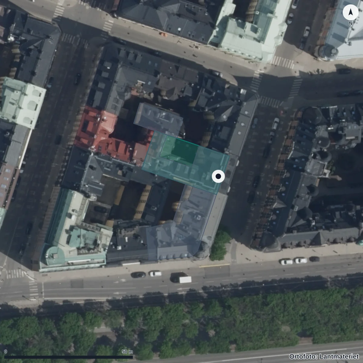 Flygbild över Förskolan Spargrisen, ortofoto från Lantmäteriet