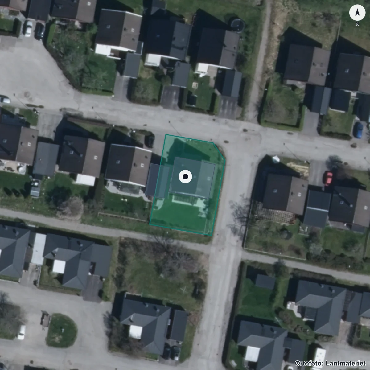 Flygbild över Förskolan Columbus, ortofoto från Lantmäteriet