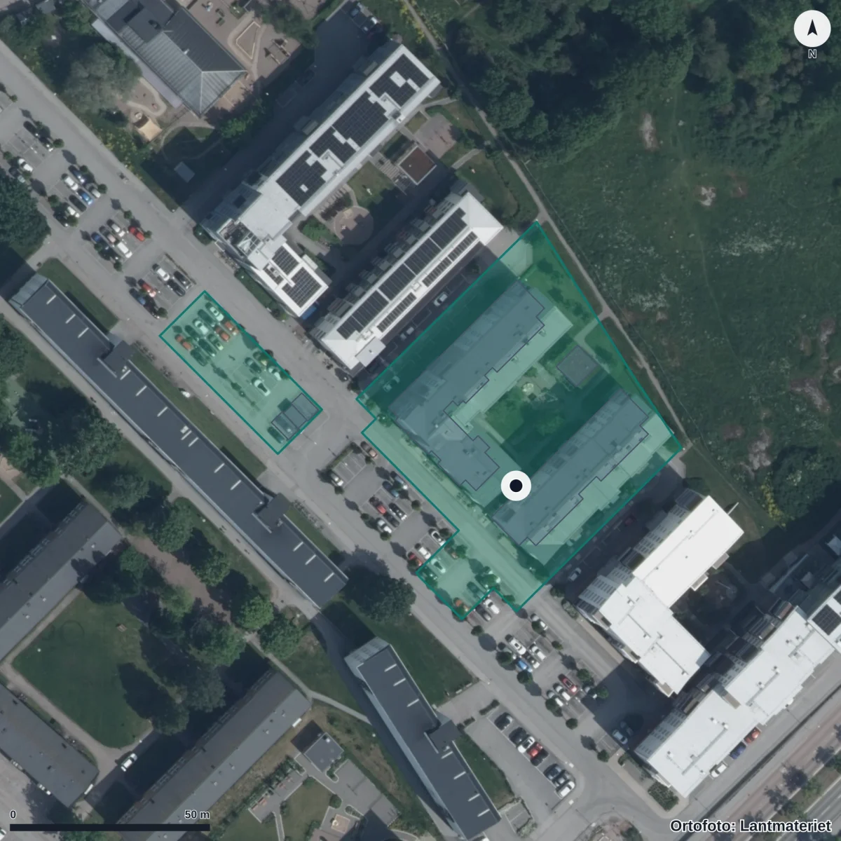 Aerial view of Solskenets Förskola ,c Företaget,, orthophoto from Lantmäteriet
