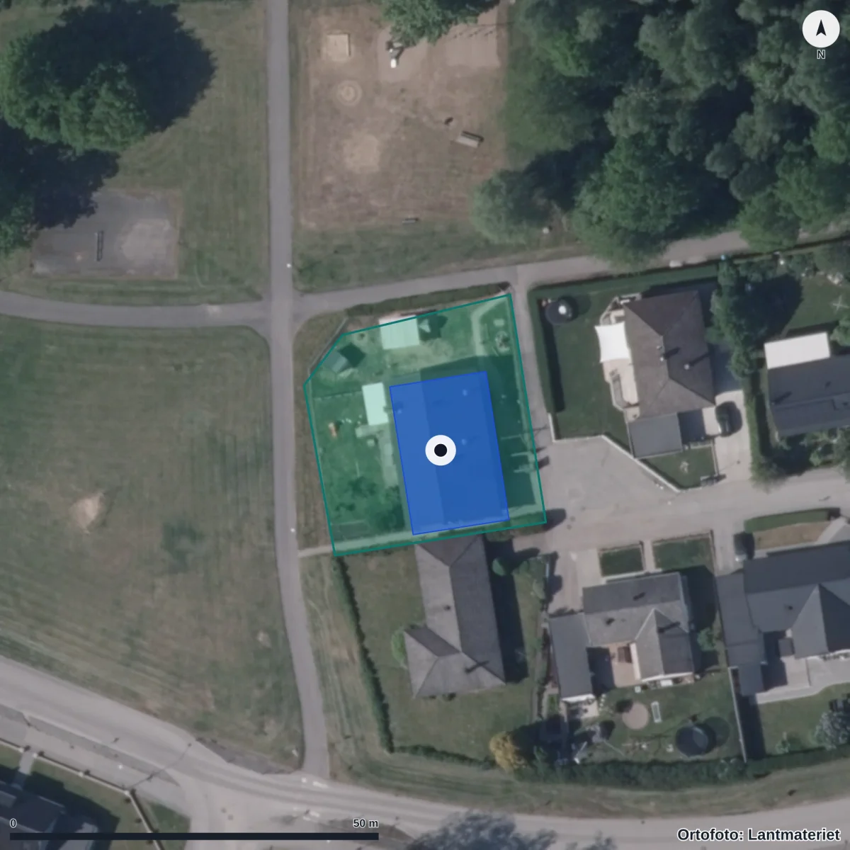 Aerial view of Förskolan Tummetott, orthophoto from Lantmäteriet