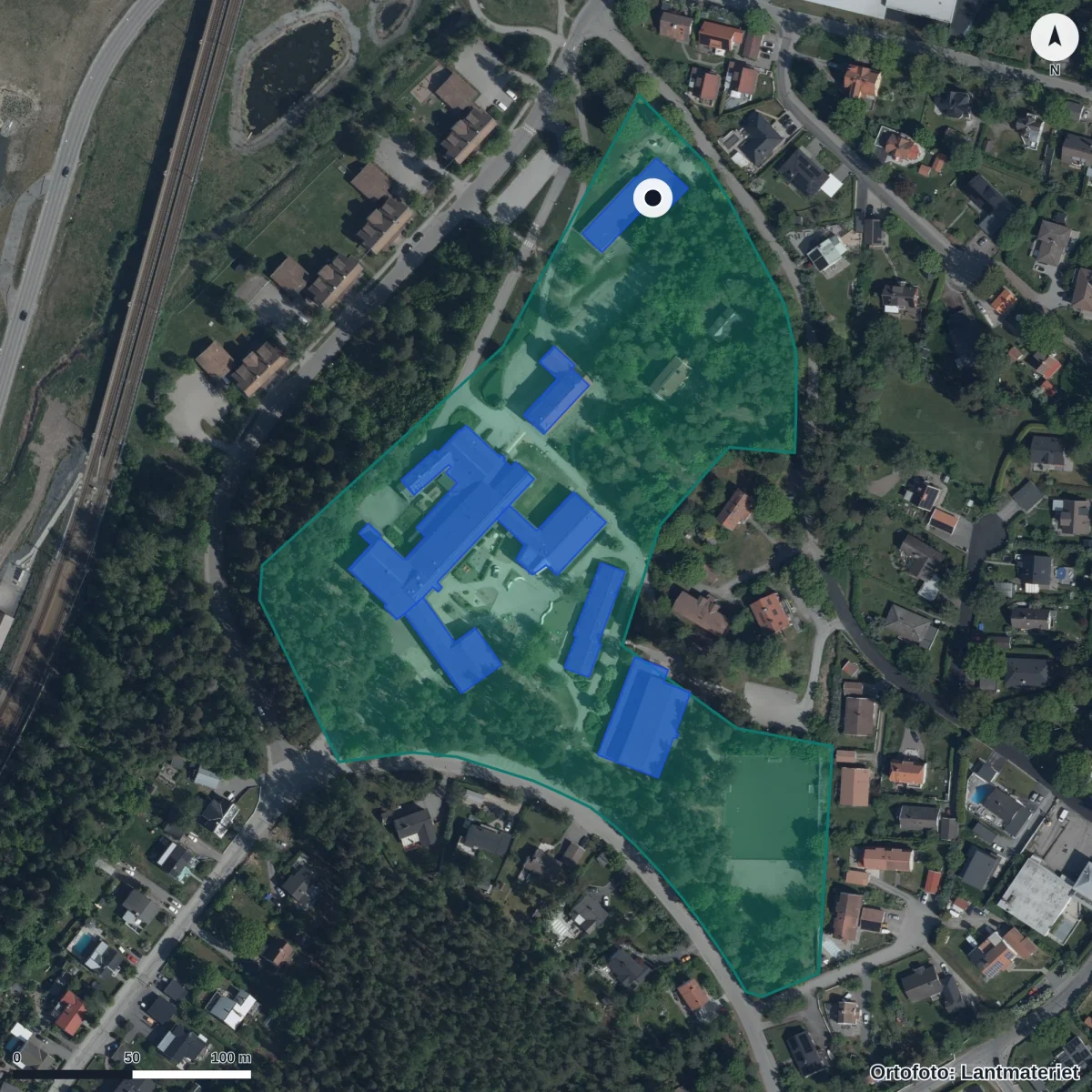 Aerial view of Förskolan Furan Ekonomisk Förening, orthophoto from Lantmäteriet