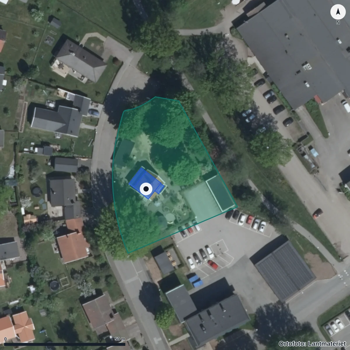 Aerial view of Förskolan Ute Hjo Ek. Förening, orthophoto from Lantmäteriet