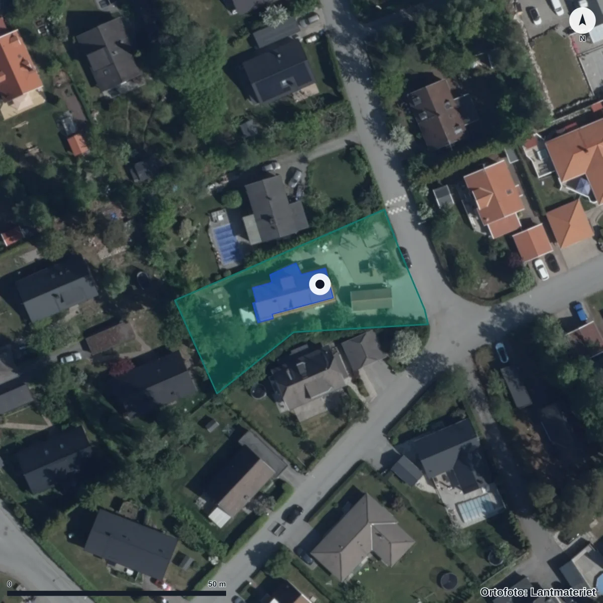 Aerial view of Barnens Hus, orthophoto from Lantmäteriet