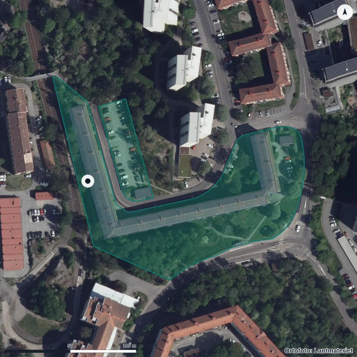 Aerial view of Polarna Förskola, orthophoto from Lantmäteriet