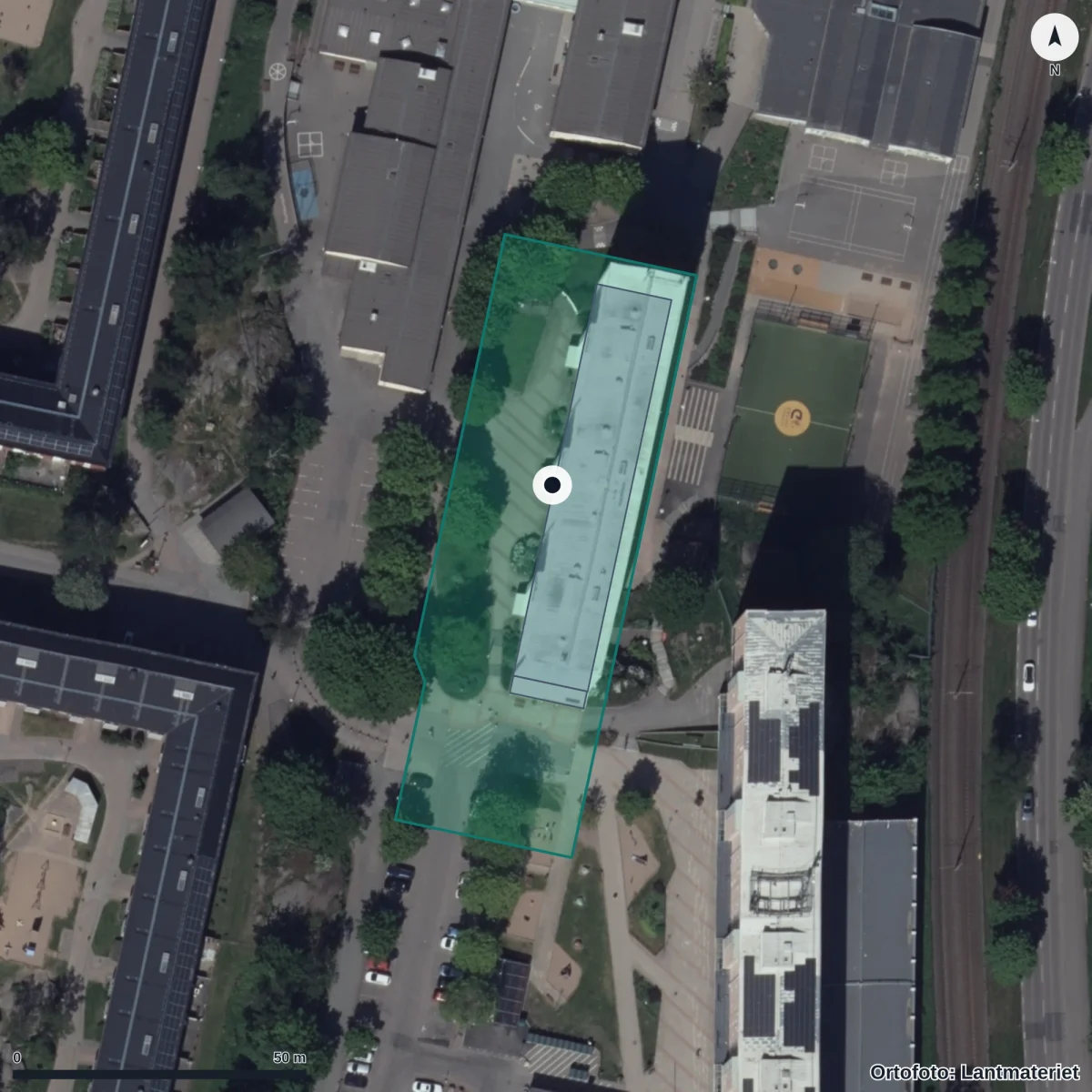 Aerial view of The International Preschool AB Biskopsgården, orthophoto from Lantmäteriet
