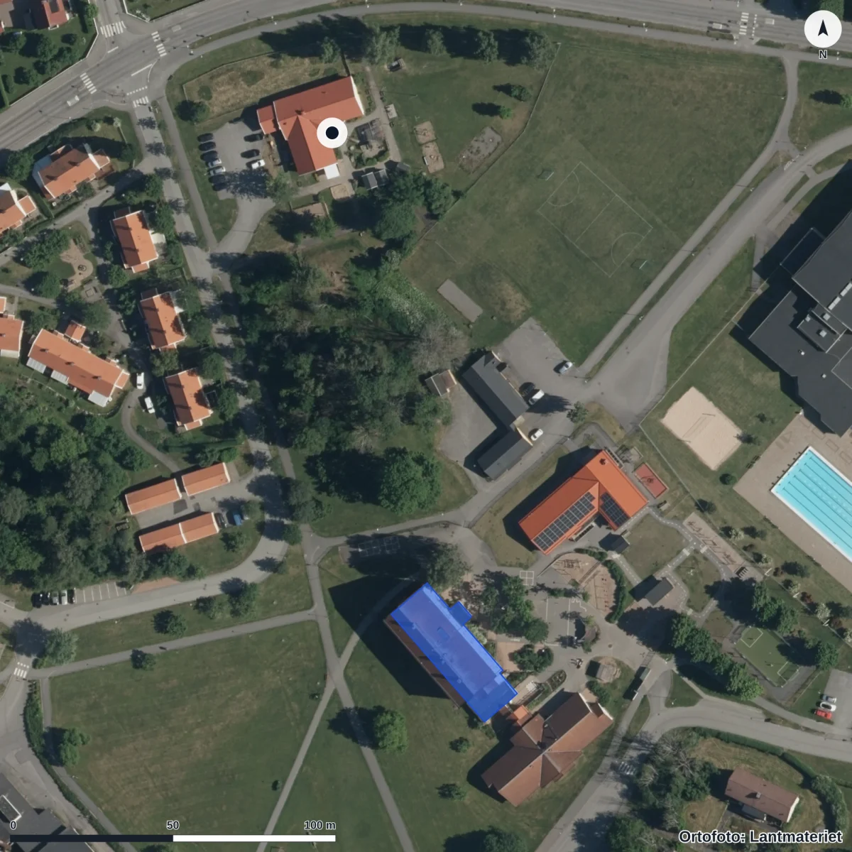 Aerial view of Föräldrakooperativet Musikanten Ekonomisk Förening, orthophoto from Lantmäteriet