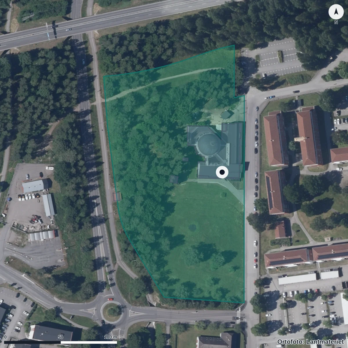Aerial view of Förskolan Maria, orthophoto from Lantmäteriet