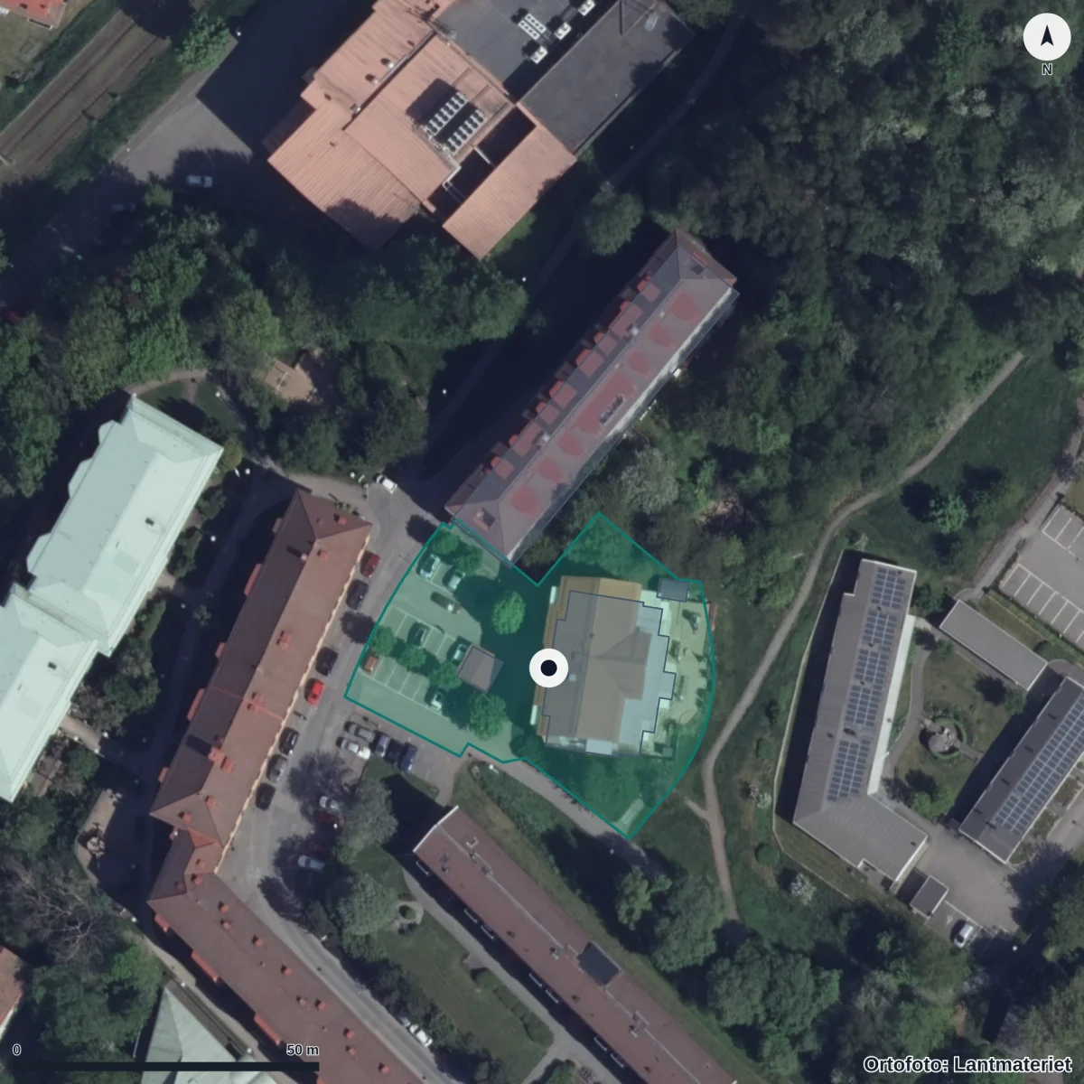 Aerial view of Sagolunden, orthophoto from Lantmäteriet