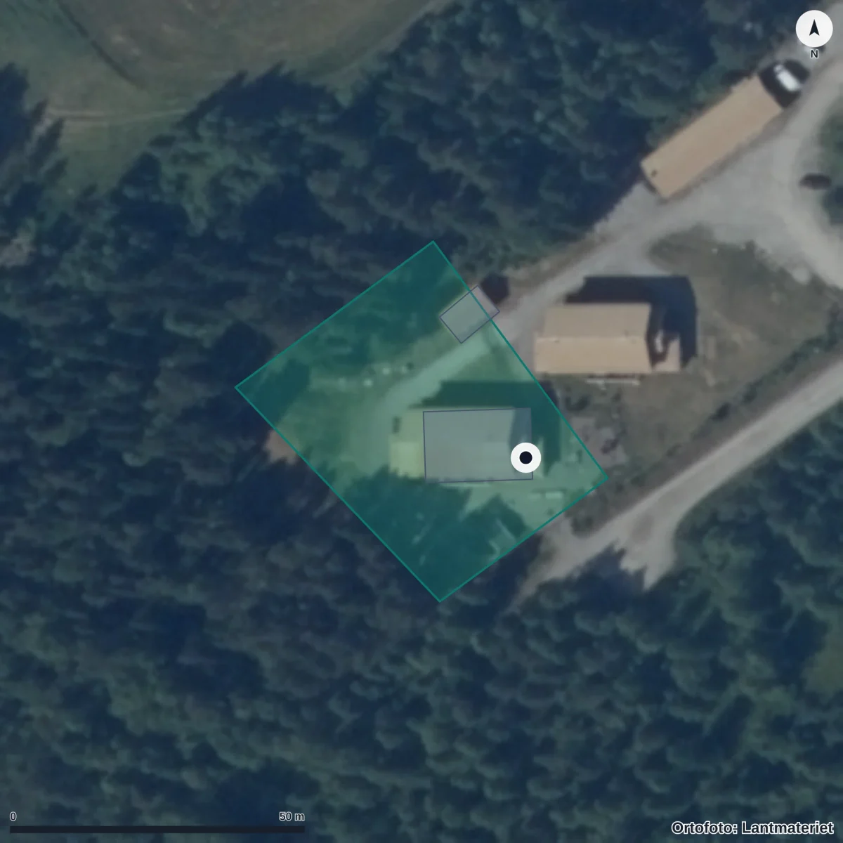 Flygbild över Norrskenets Förskola, ortofoto från Lantmäteriet