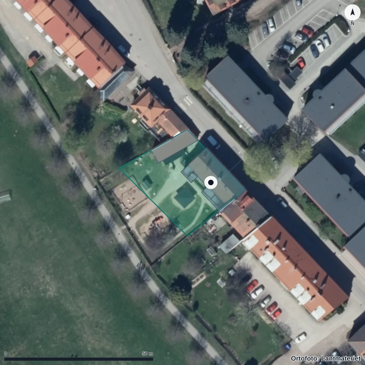 Aerial view of Förskolan Noas Ark, orthophoto from Lantmäteriet