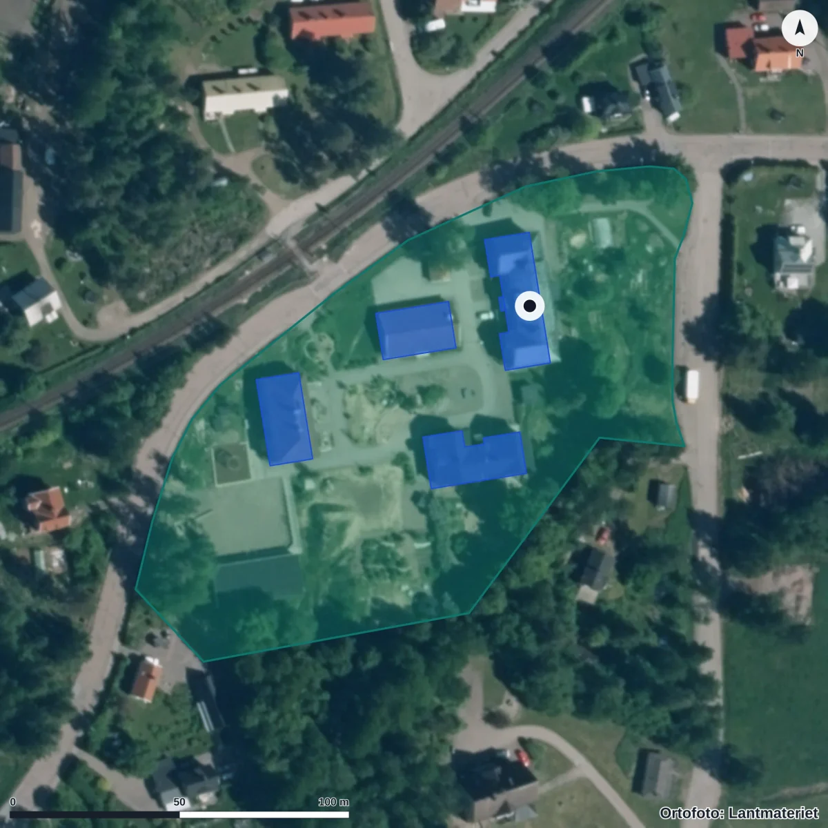 Aerial view of Backa Förskola, orthophoto from Lantmäteriet