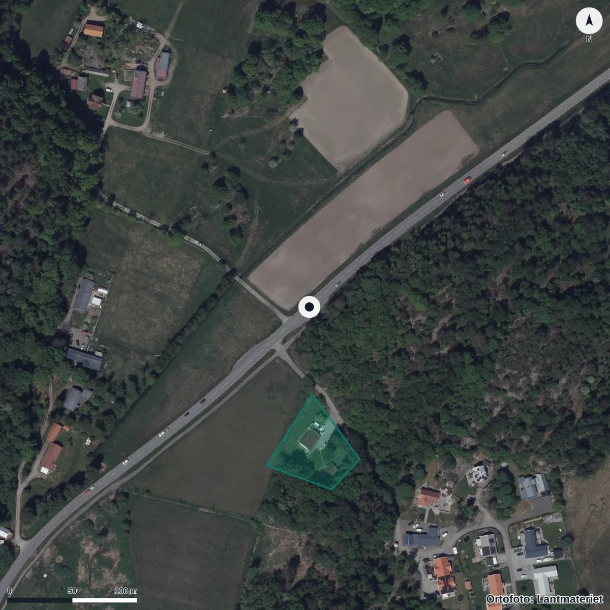 Aerial view of Förskolan Lyckan, orthophoto from Lantmäteriet