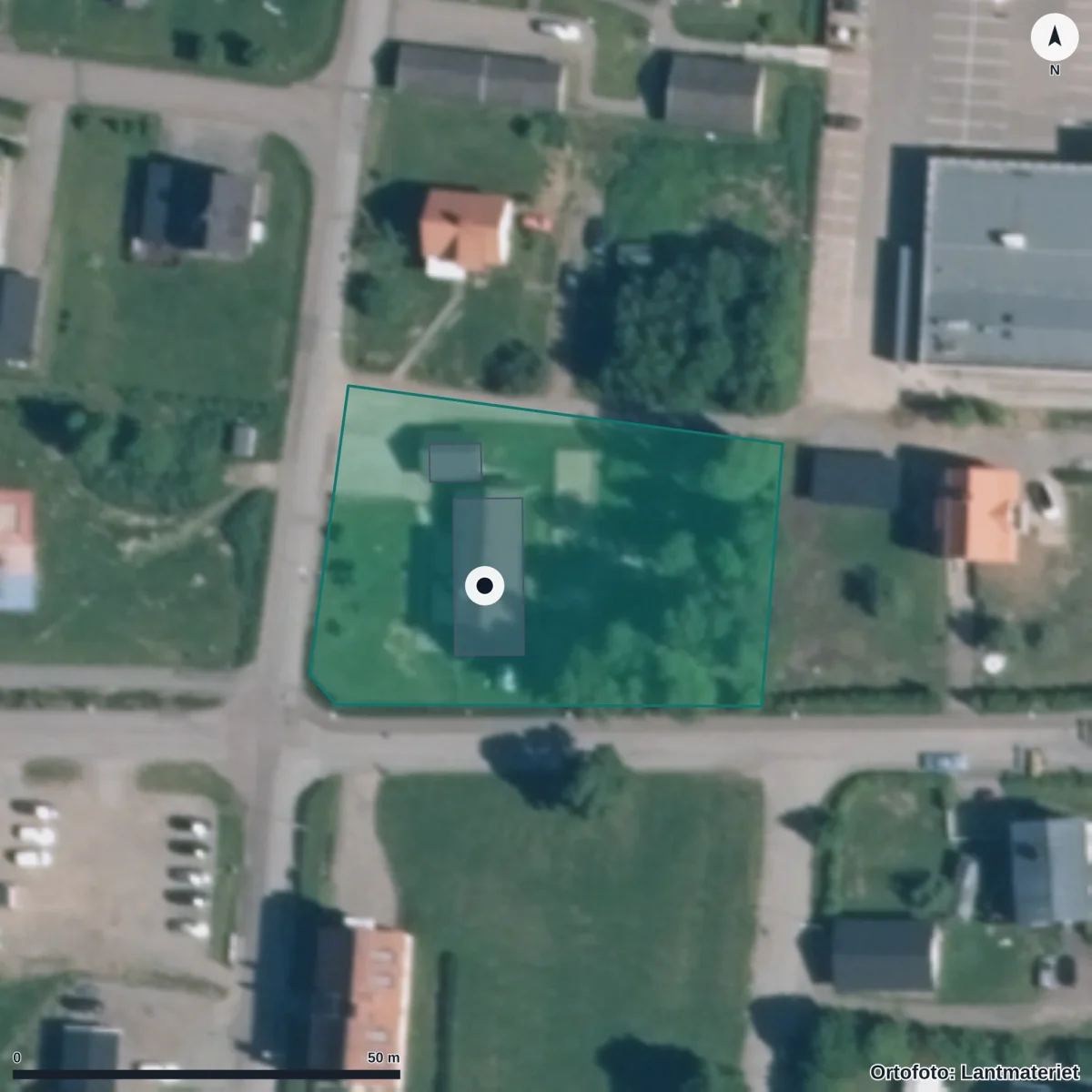 Flygbild över Bushuset, ortofoto från Lantmäteriet
