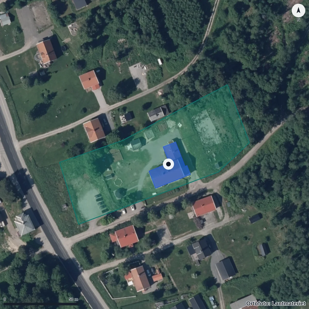 Flygbild över Mobacken Kooperativ Ekonomisk Förening, ortofoto från Lantmäteriet