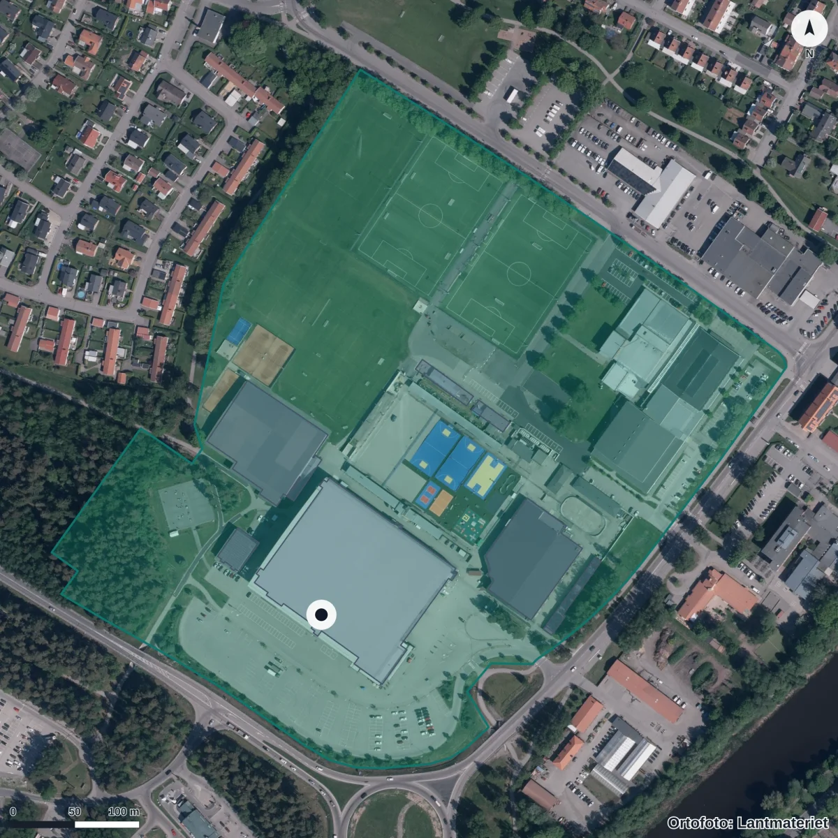 Aerial view of Förskolan Syrenen, orthophoto from Lantmäteriet
