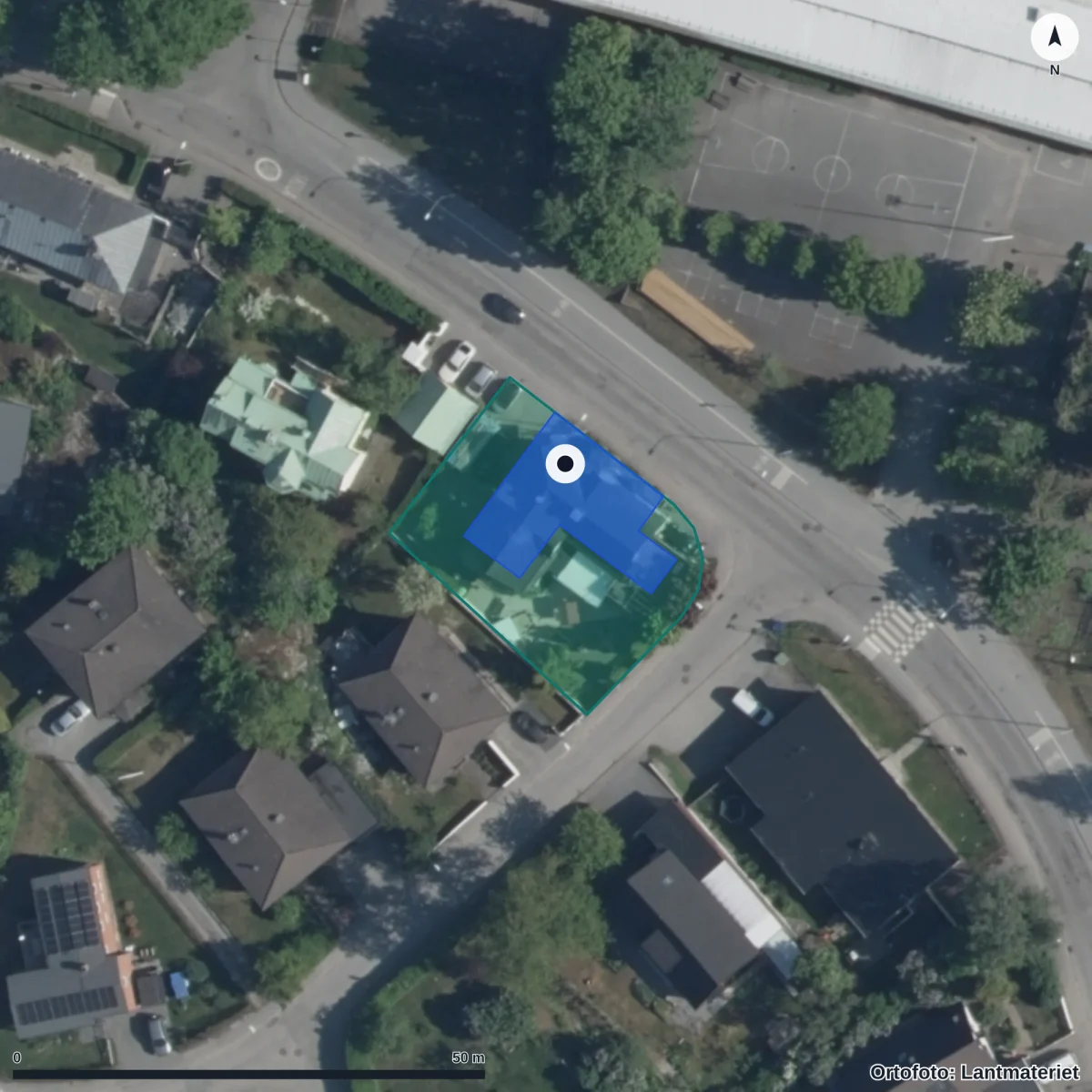Flygbild över Frilufts Förskolor, Riddersborg, ortofoto från Lantmäteriet