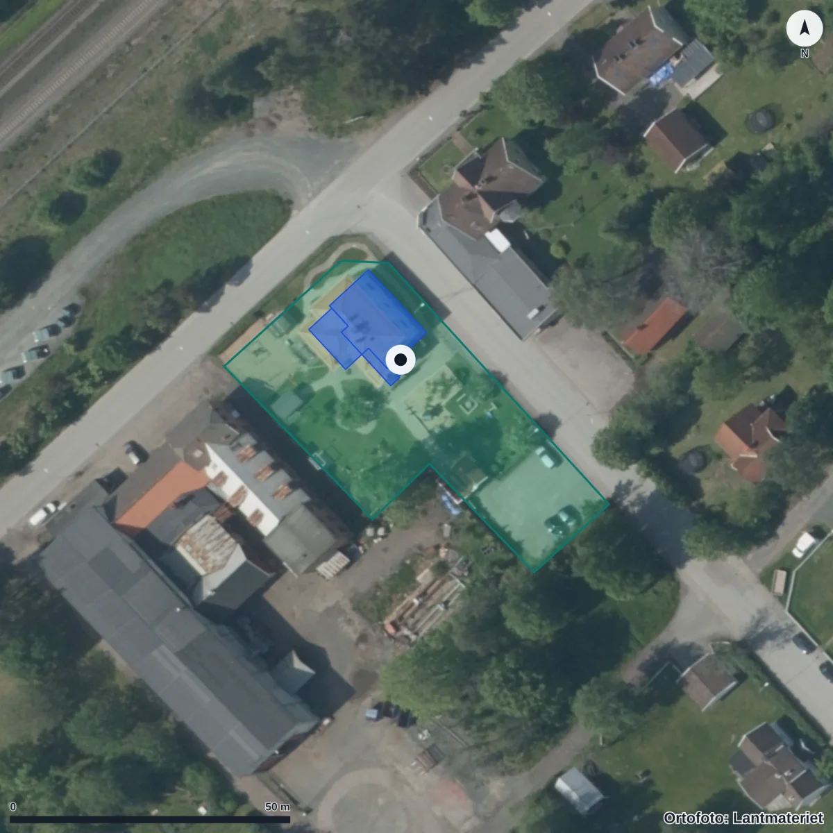 Flygbild över Förskolan Änglamark, ortofoto från Lantmäteriet