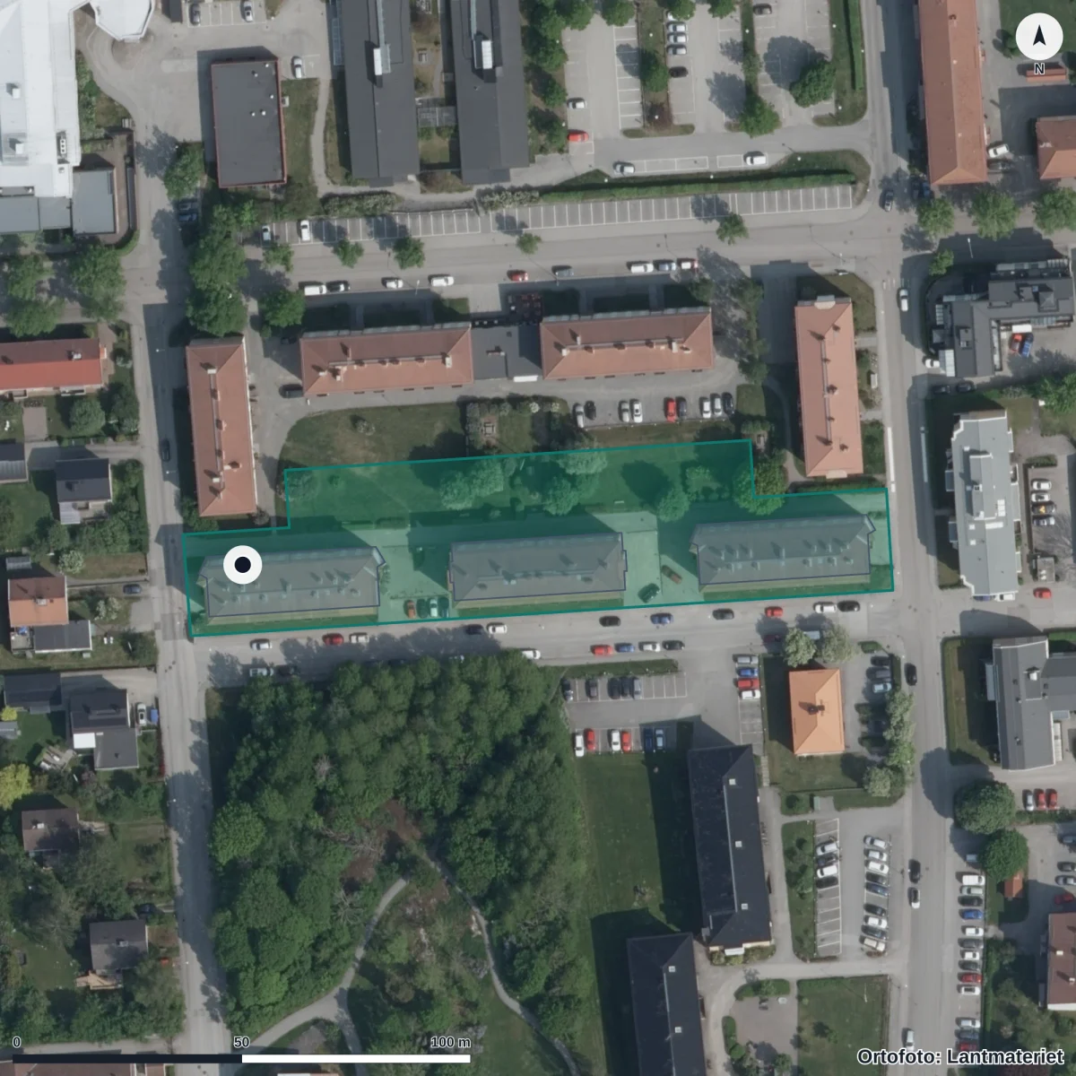 Aerial view of Västra Klagstorps Montessori, orthophoto from Lantmäteriet