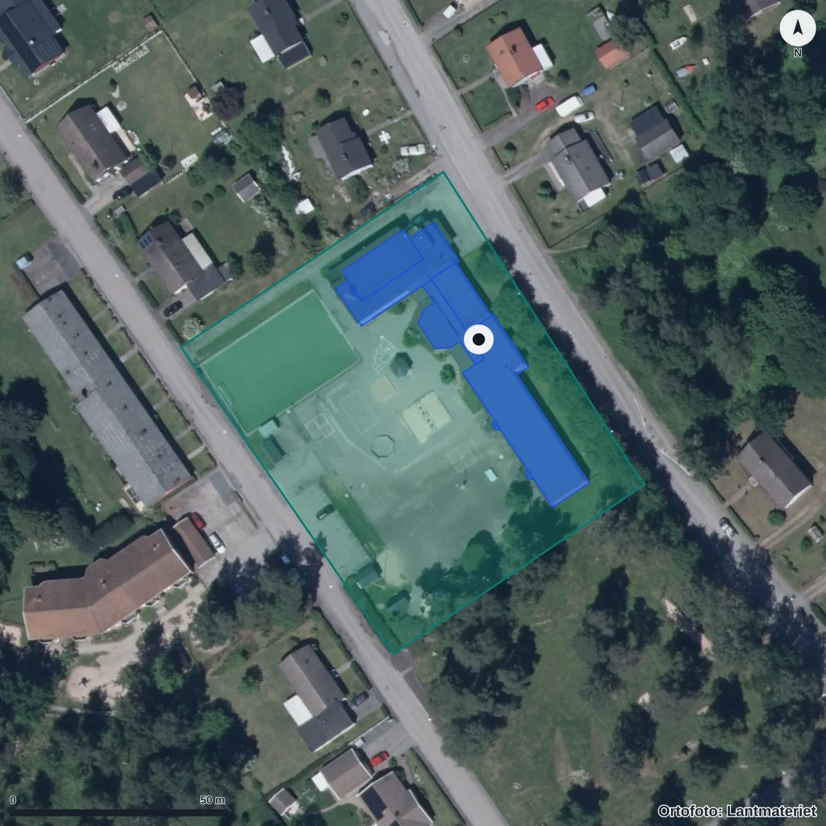 Aerial view of Vittaryds Förskola, orthophoto from Lantmäteriet