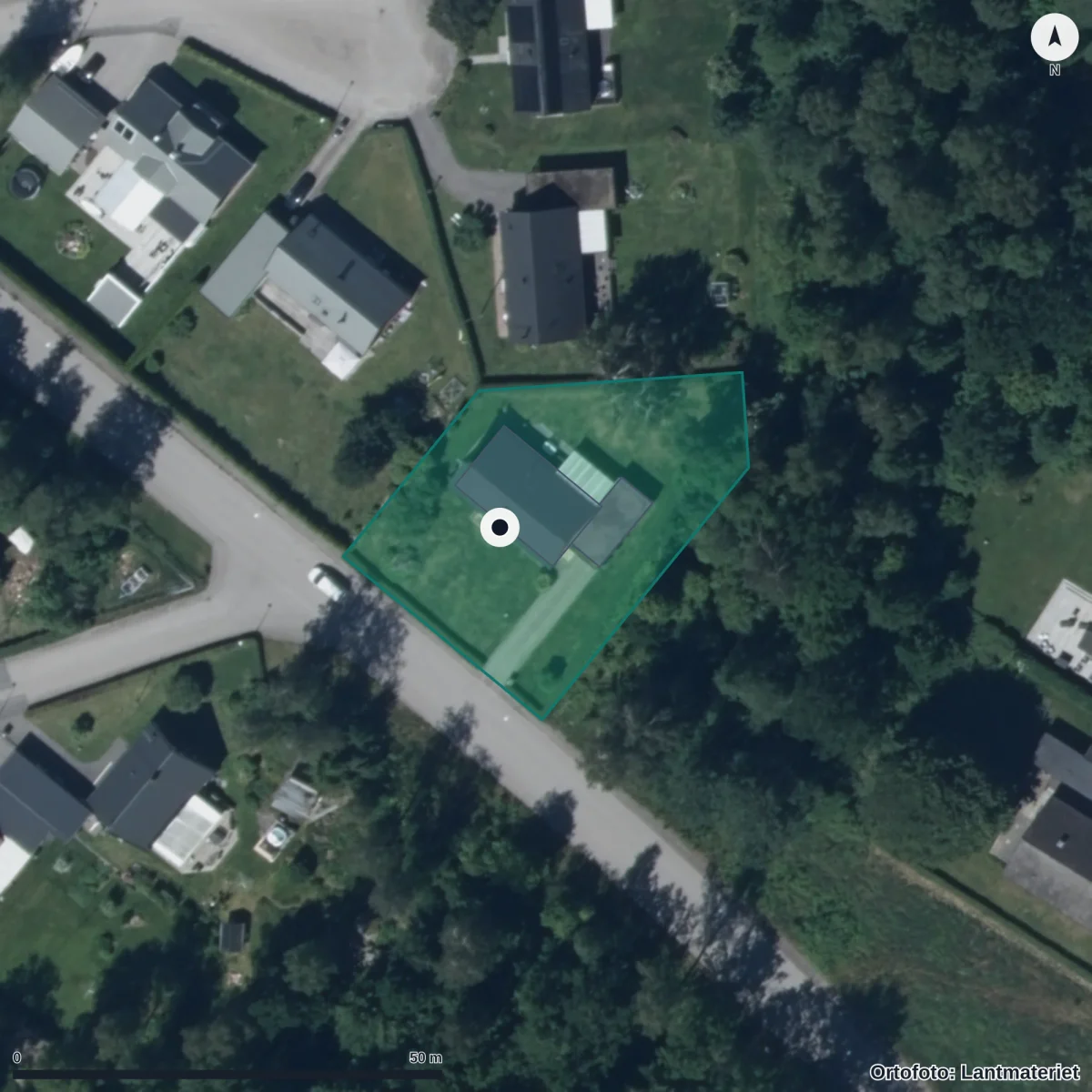 Aerial view of Möckelns Förskola, orthophoto from Lantmäteriet