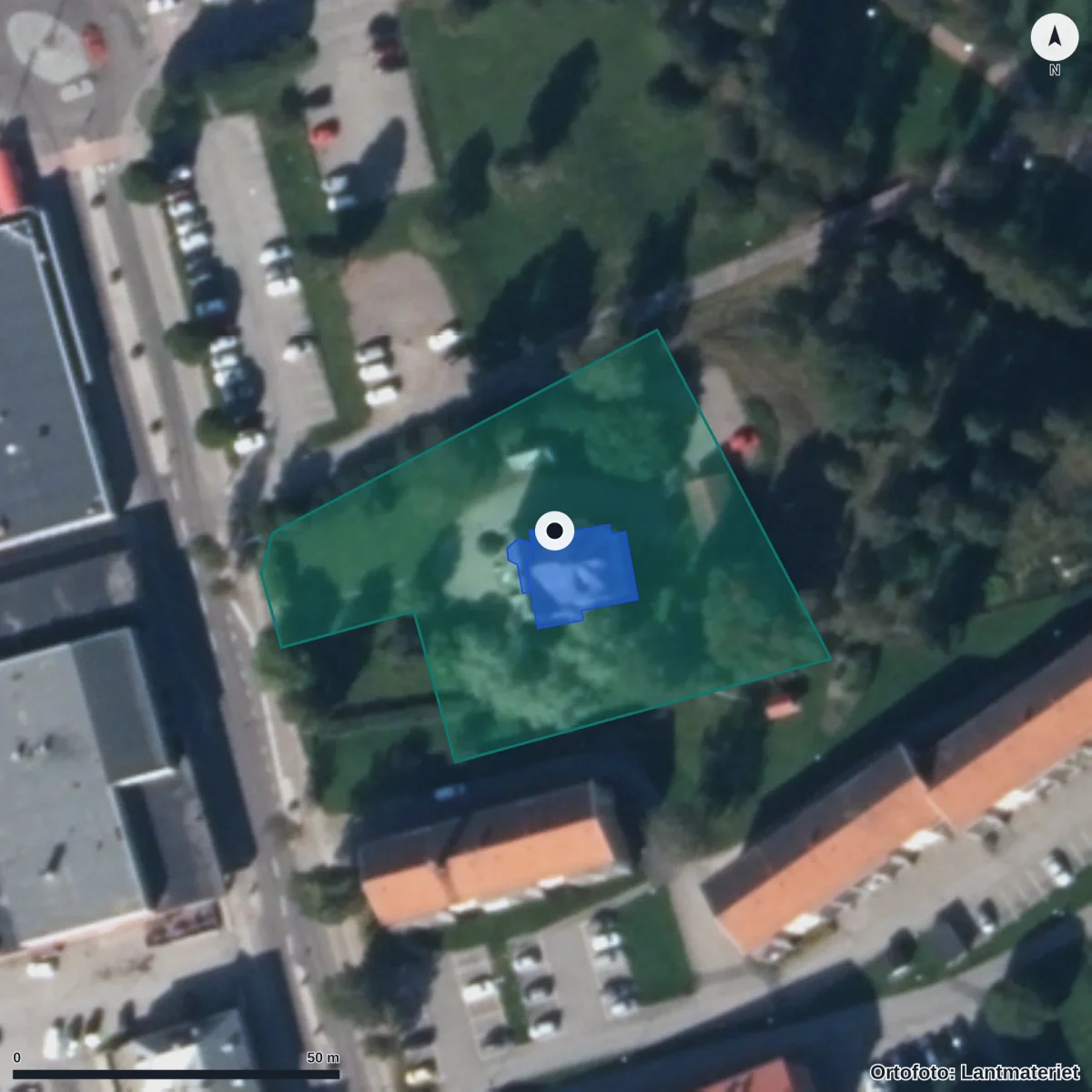 Flygbild över Notens Förskola, Fiolen, ortofoto från Lantmäteriet