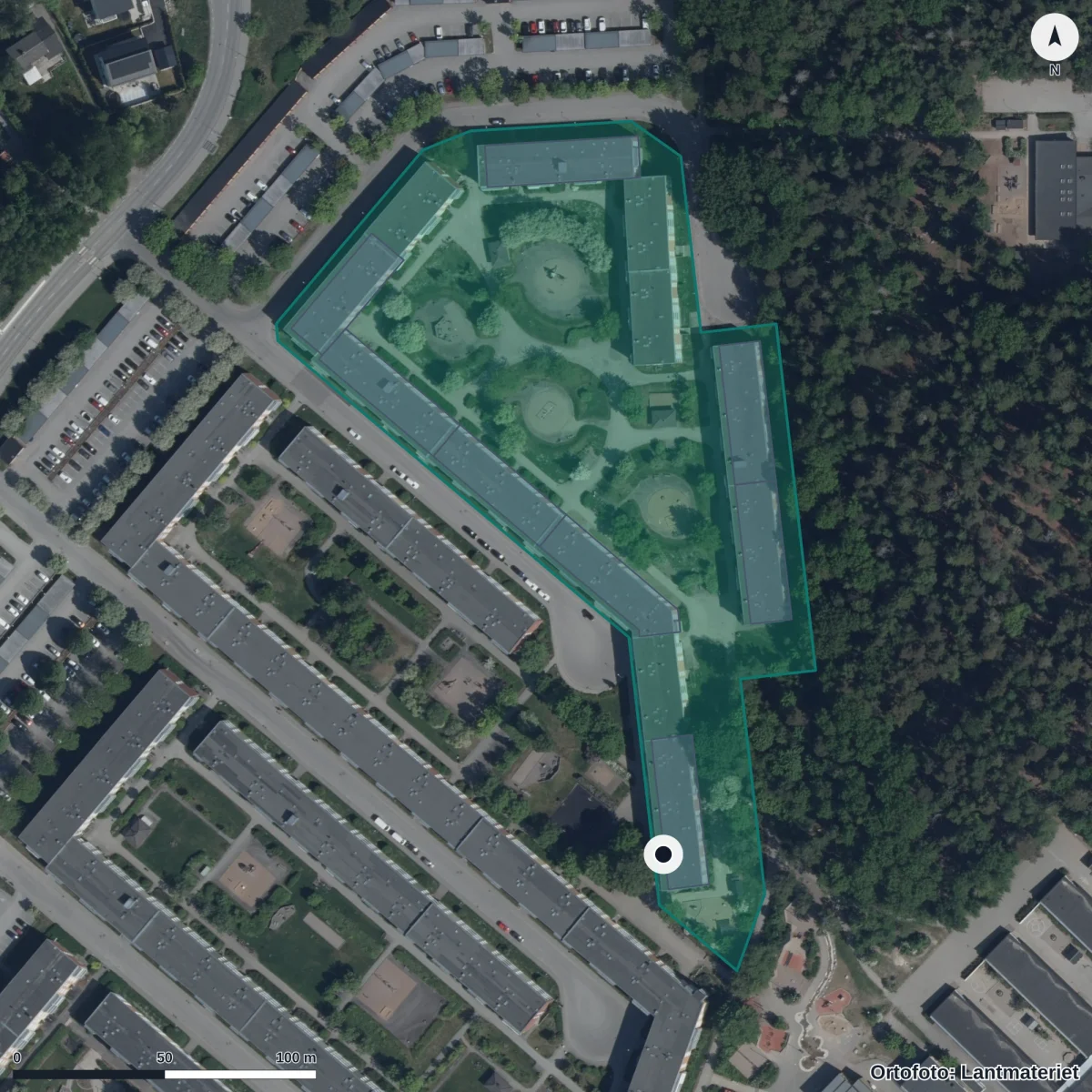 Aerial view of Olympica Förskolan Täby C, orthophoto from Lantmäteriet