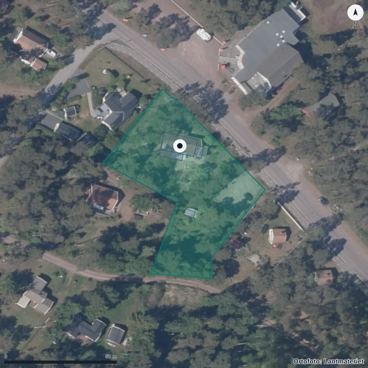 Flygbild över Oknö Naturförskola, ortofoto från Lantmäteriet