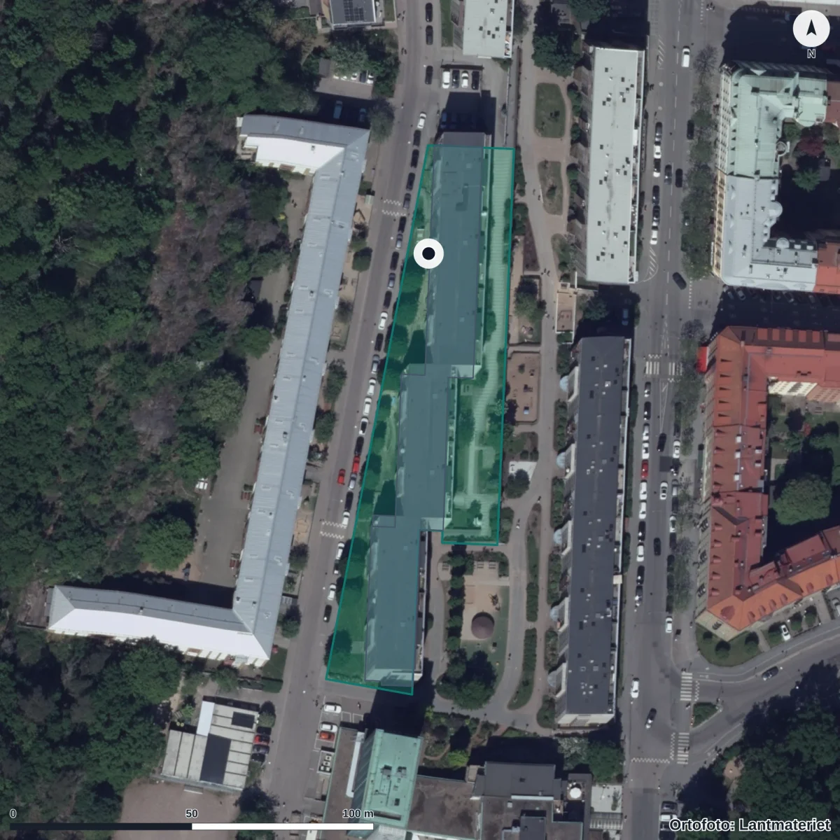 Flygbild över Murbräckan, ortofoto från Lantmäteriet