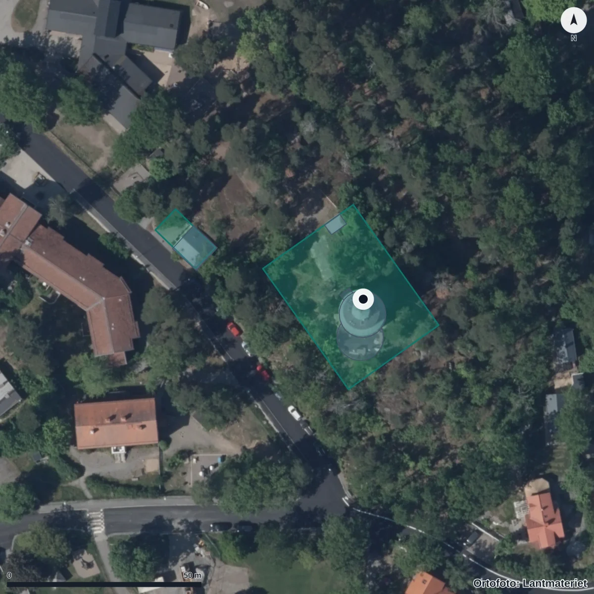 Flygbild över Förskolan Lekhagen, ortofoto från Lantmäteriet