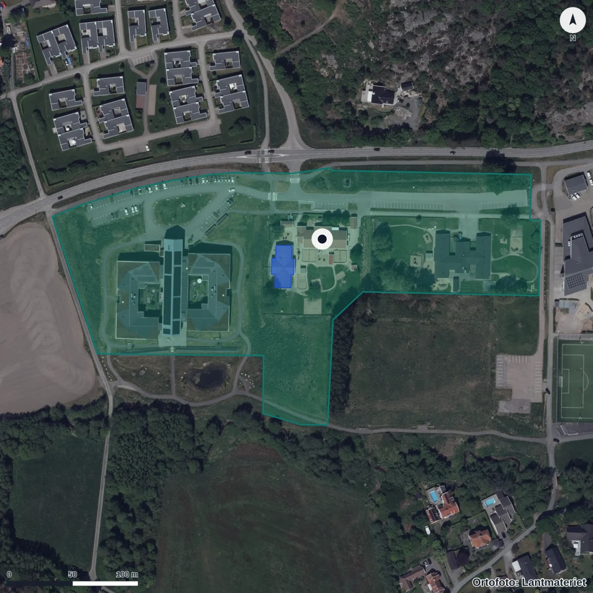 Aerial view of Lekotechs Förskola Ek. För., orthophoto from Lantmäteriet