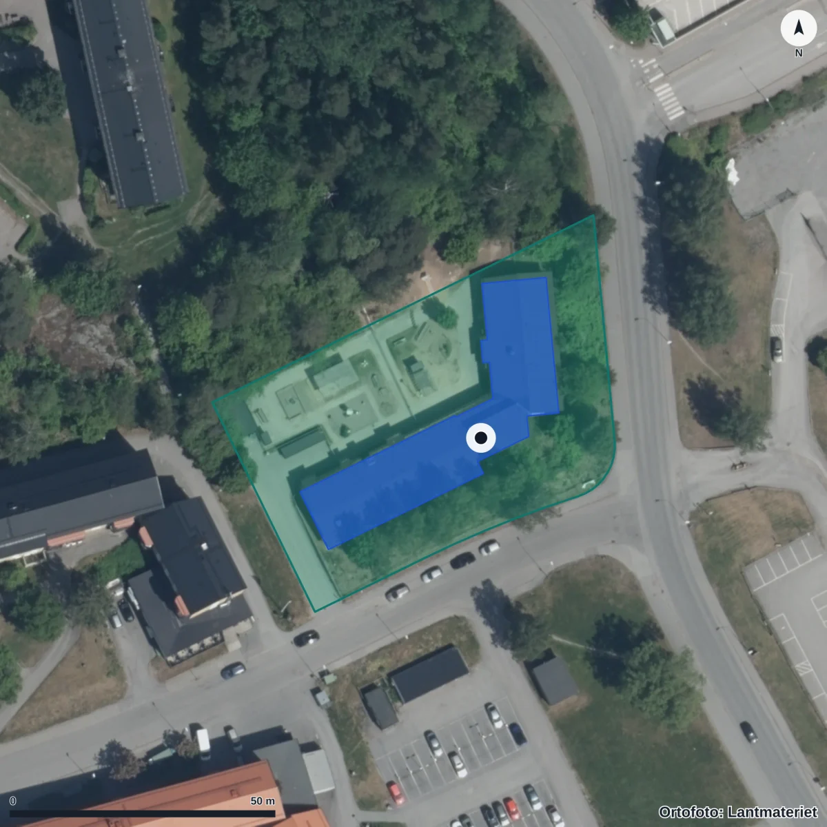 Aerial view of Lärkans Förskola, orthophoto from Lantmäteriet