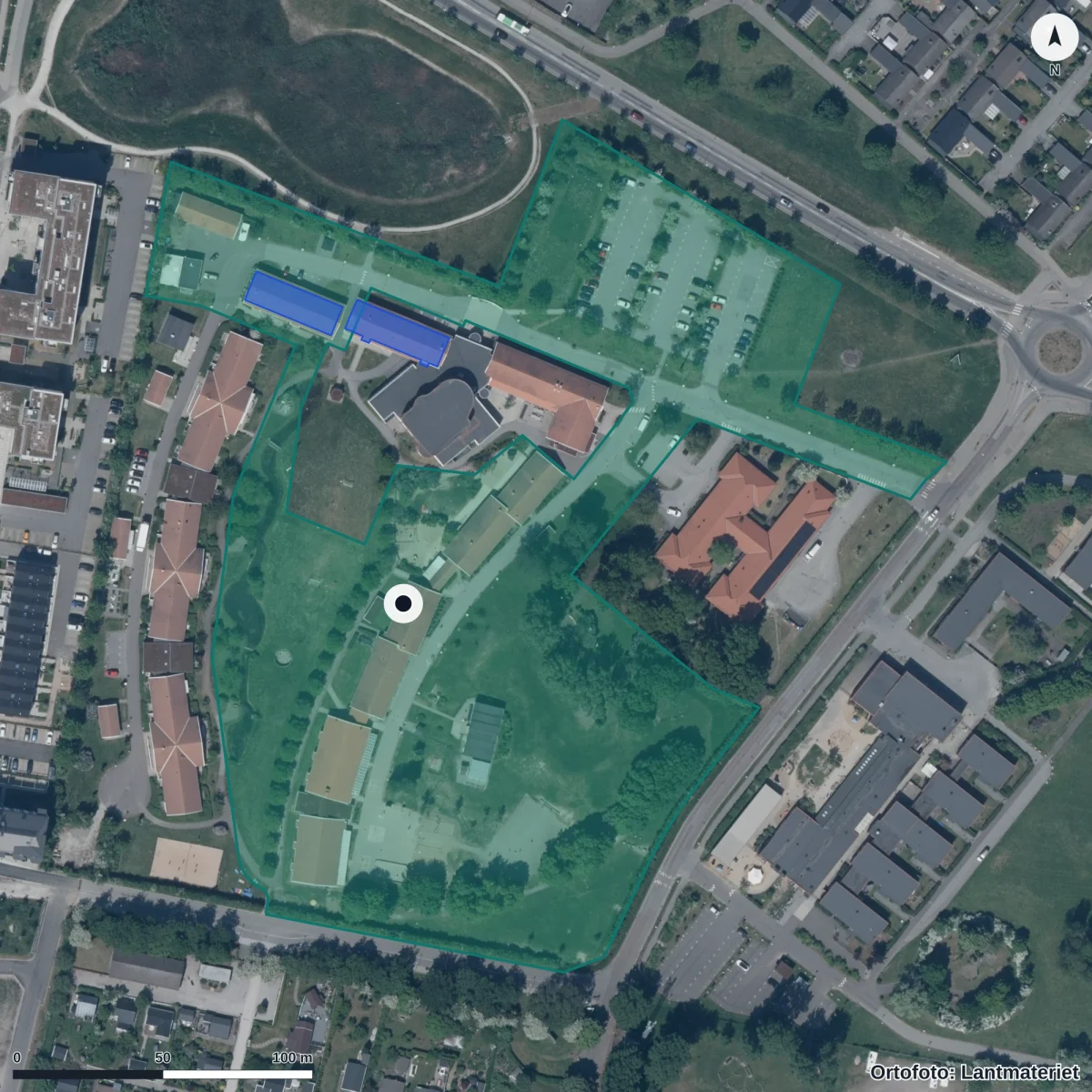 Aerial view of Hyllie Park Förskola, orthophoto from Lantmäteriet