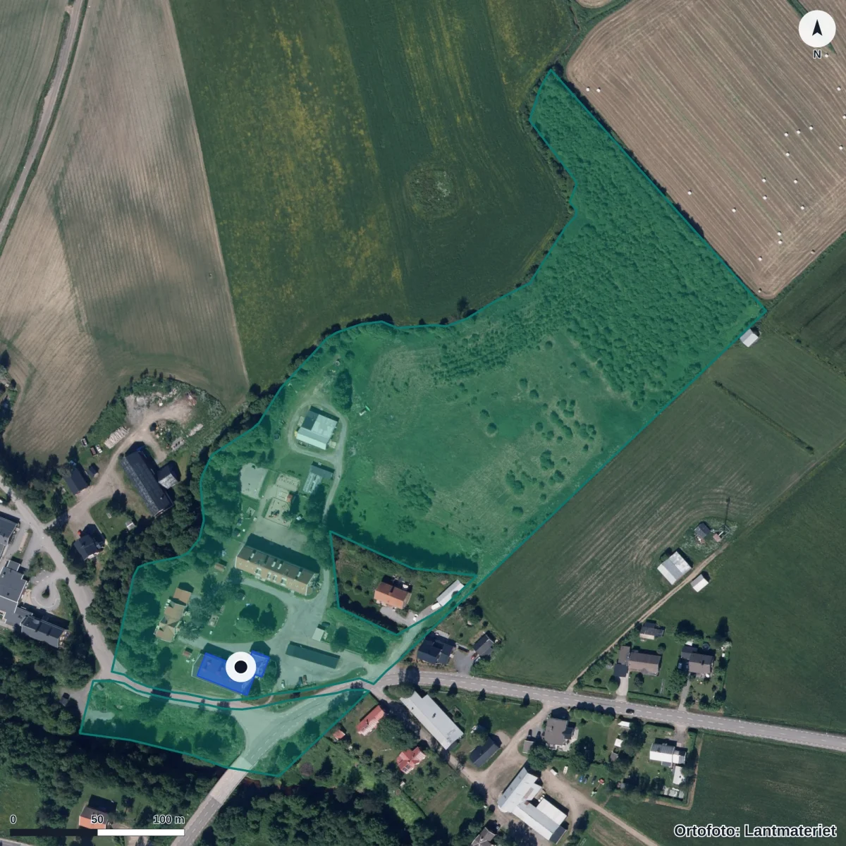 Aerial view of Förskolan Stjärnflockan, orthophoto from Lantmäteriet