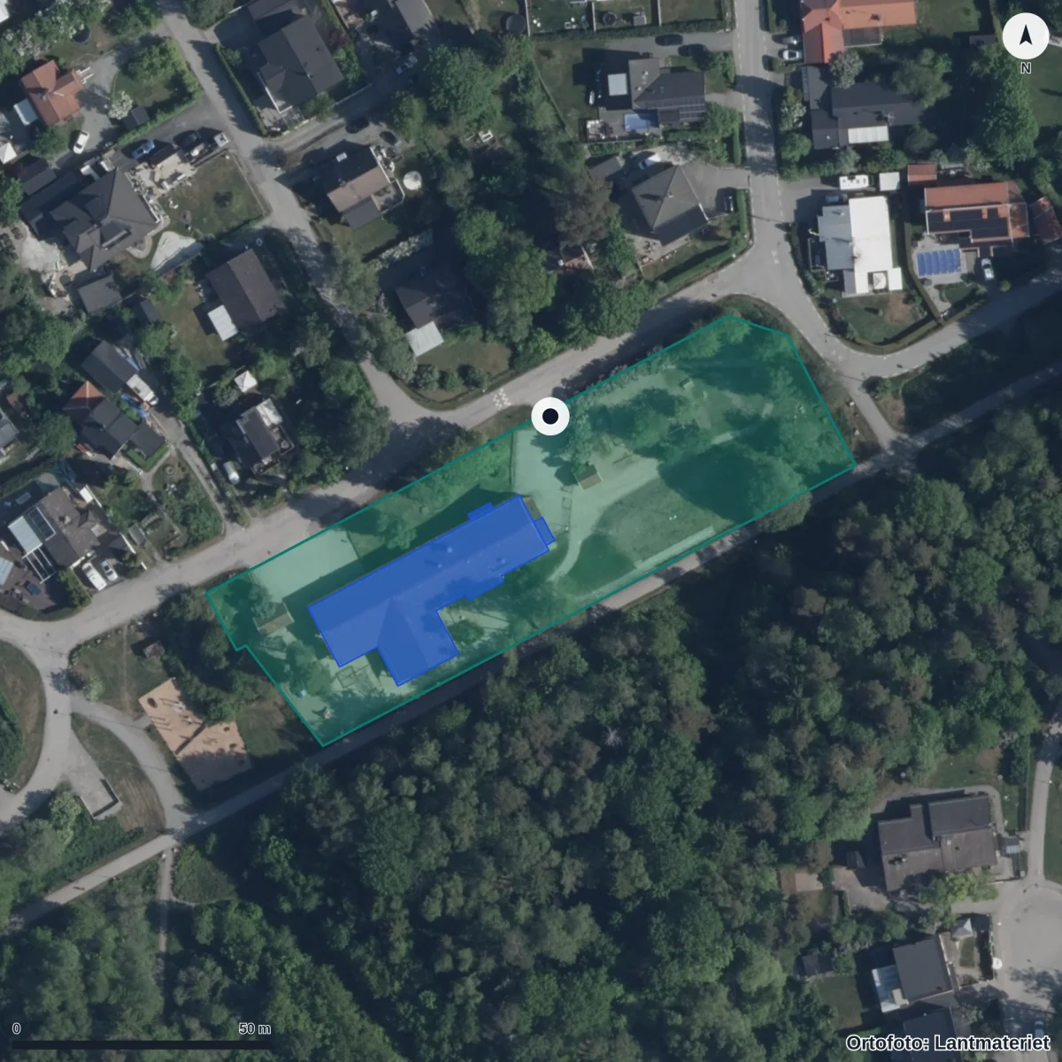 Flygbild över Wåga Och Wilja AB Solens Förskola, ortofoto från Lantmäteriet