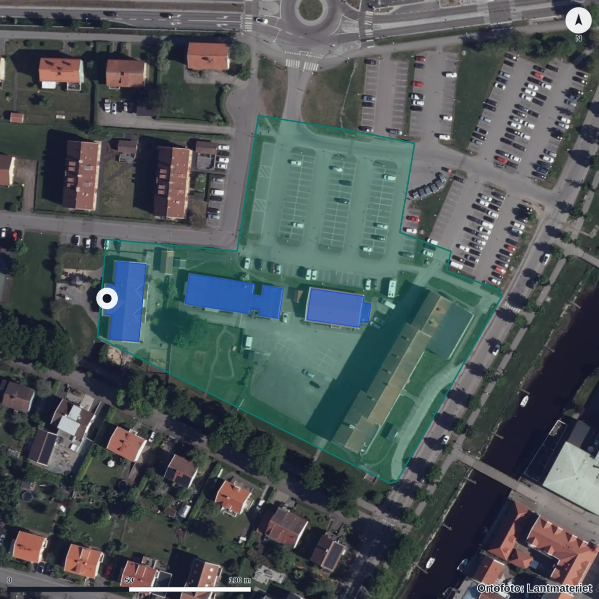 Aerial view of Förskolan Grunden Ek För, orthophoto from Lantmäteriet