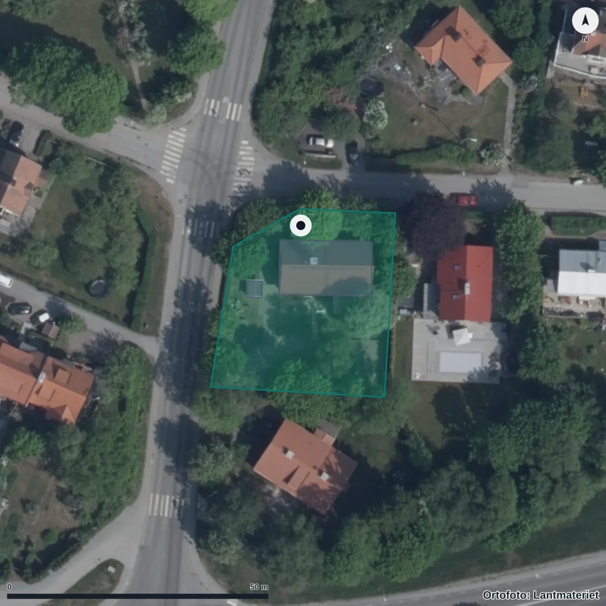 Flygbild över Blåkulla Föräldrakooperativ, ortofoto från Lantmäteriet