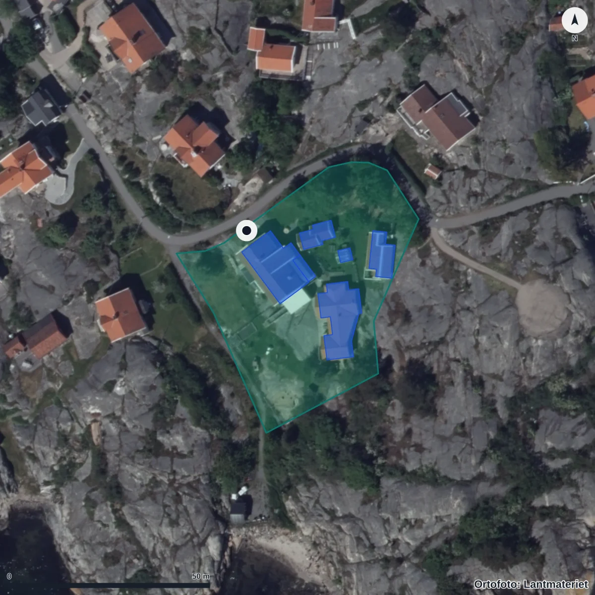 Aerial view of Kössö Bryggväg 4 Förskola, orthophoto from Lantmäteriet