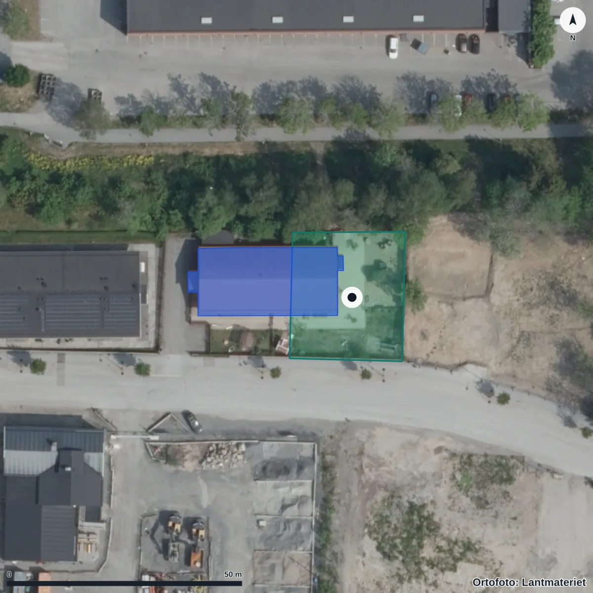 Aerial view of Montessoriförskolan Bambino, orthophoto from Lantmäteriet