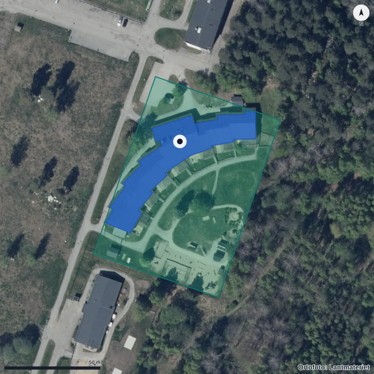 Aerial view of Lillbergets Förskola, orthophoto from Lantmäteriet