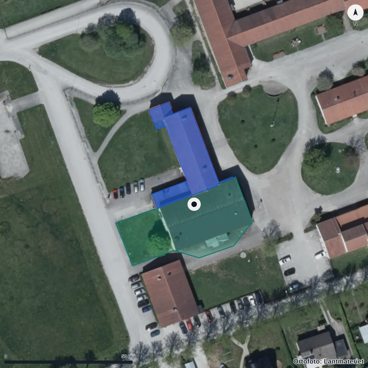 Aerial view of Roma Kungsallén Förskola, orthophoto from Lantmäteriet