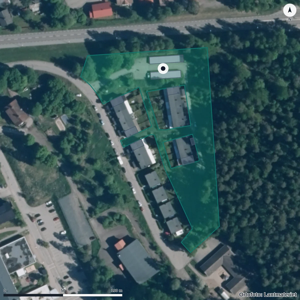 Flygbild över Skogsgläntan, ortofoto från Lantmäteriet
