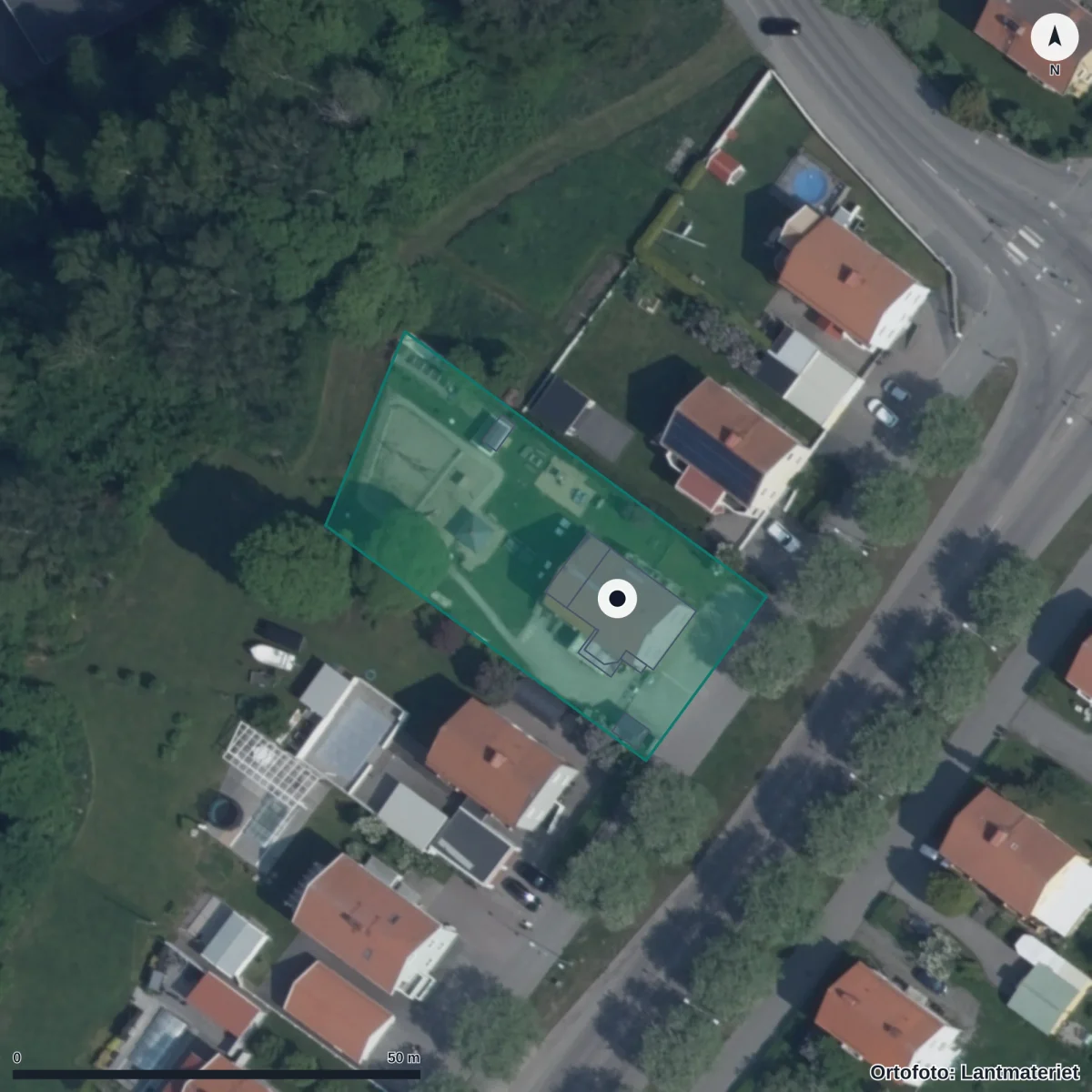 Aerial view of Testebo Förskola, orthophoto from Lantmäteriet