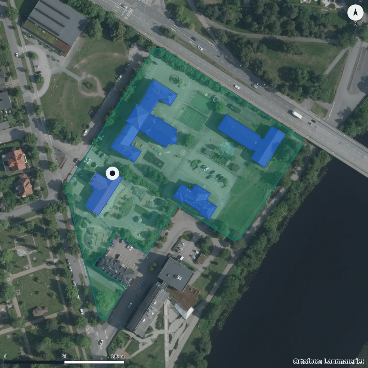 Aerial view of Kastanjealléns Förskola, orthophoto from Lantmäteriet