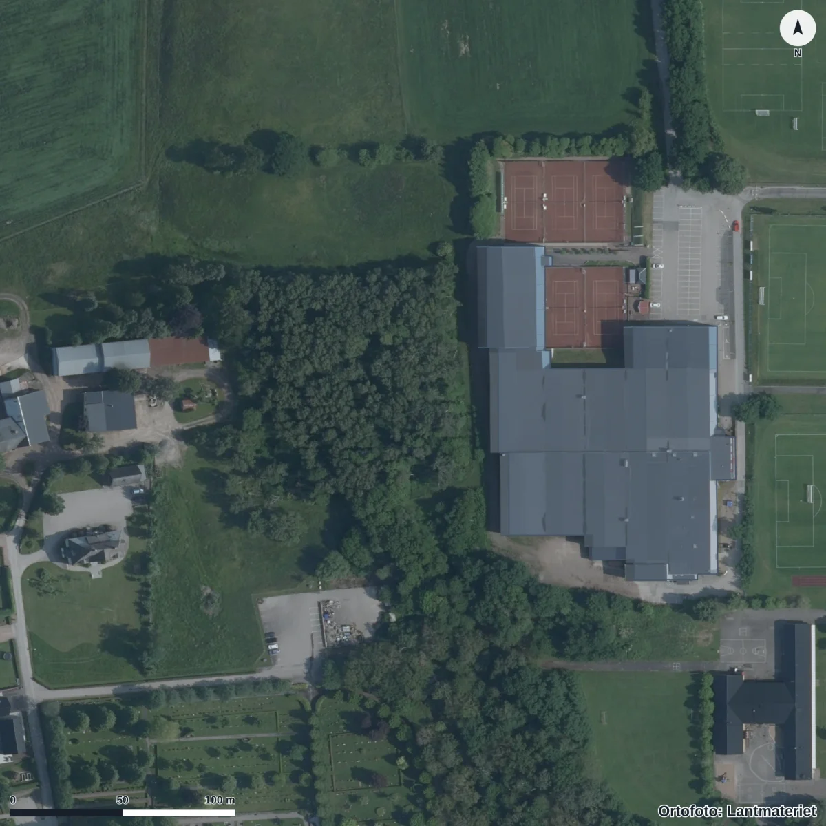 Aerial view of Kaninens Montessoriförskola, orthophoto from Lantmäteriet
