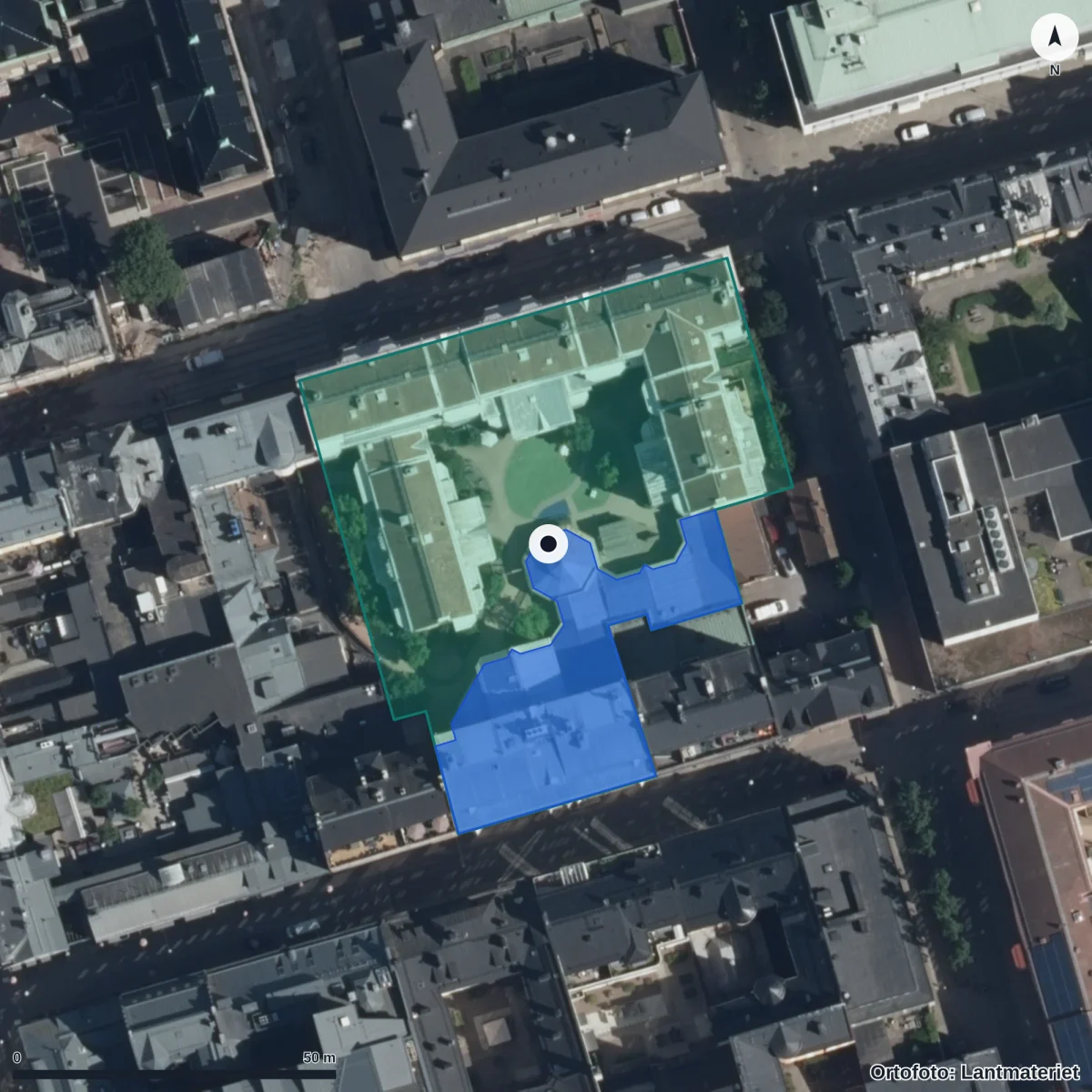 Aerial view of Lokattens Förskola, orthophoto from Lantmäteriet