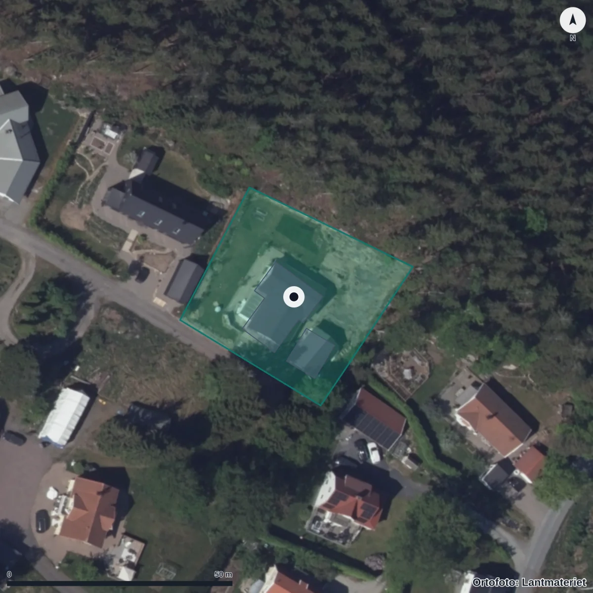 Flygbild över Öxeryds Förskola, ortofoto från Lantmäteriet