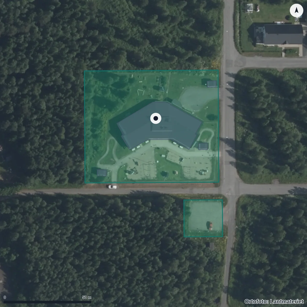 Aerial view of Marielunds Förskola, orthophoto from Lantmäteriet