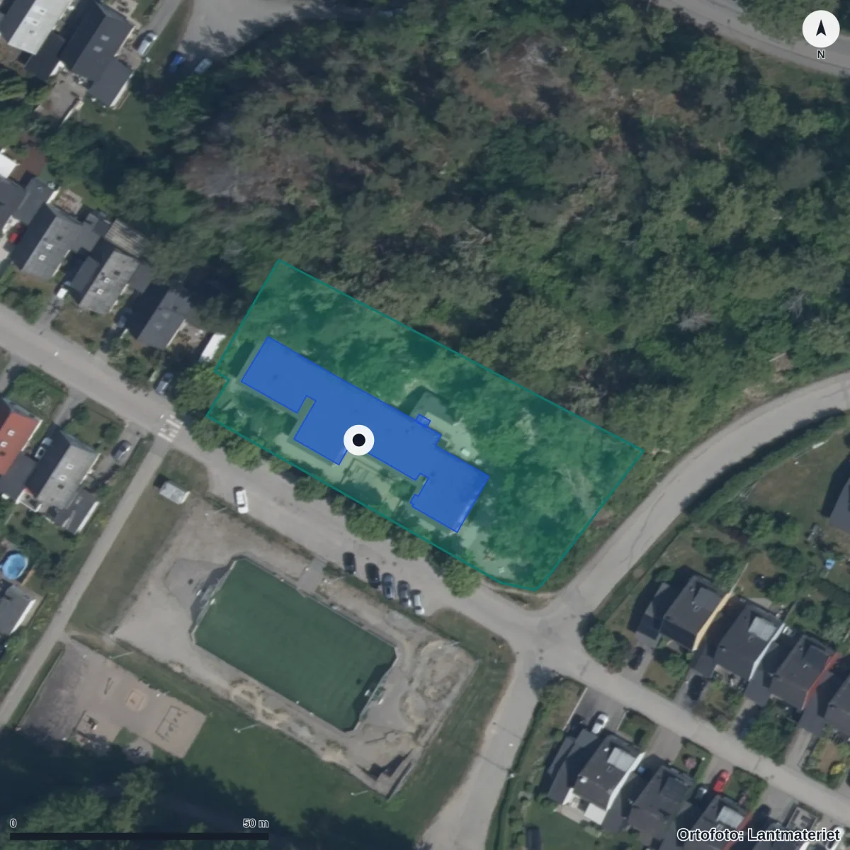 Aerial view of Toredalsgården, orthophoto from Lantmäteriet